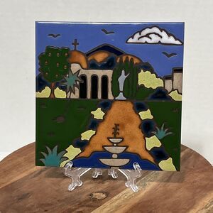 Pacific Blue Tile California Mission SAN JUAN CAPISTRANO Hand Painted Art Trivet